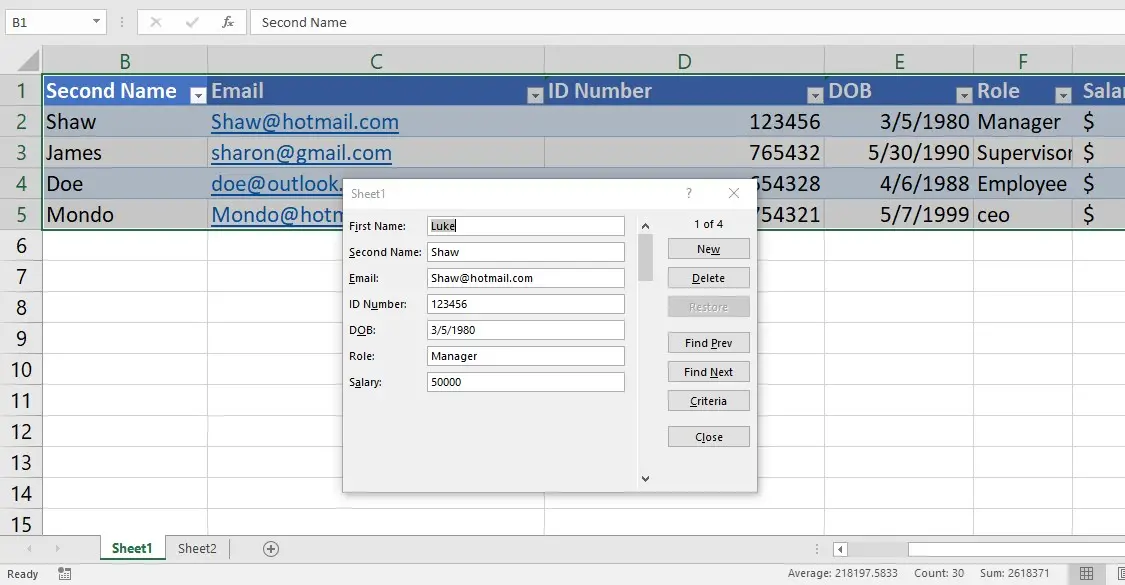 How To Create A Data Entry Form In Excel Without Vba Excel Wizard