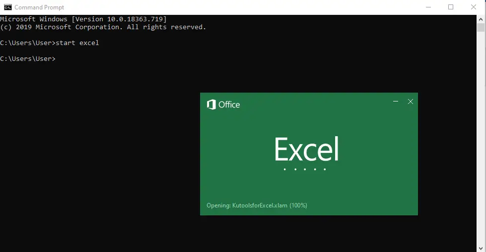 how to open excel file through cmd