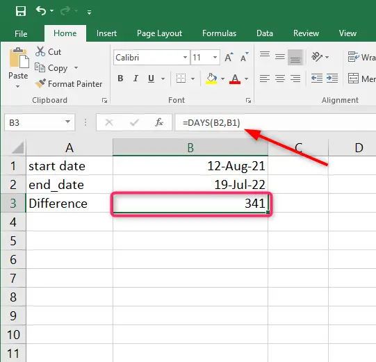 How To Use Excel Formula To Count Days