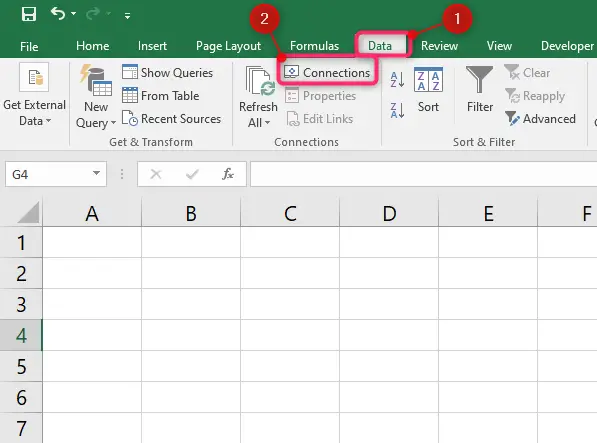 click on data tab then connections