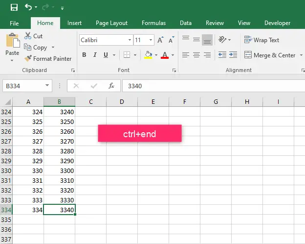 How to go to the bottom of an Excel spreadsheet