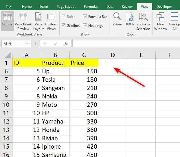 How To Get First Row And First Column To Freeze In Excel