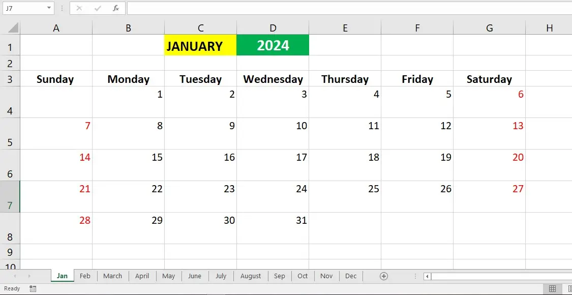 How to Create a Calendar in Excel 2024 - Excel Wizard